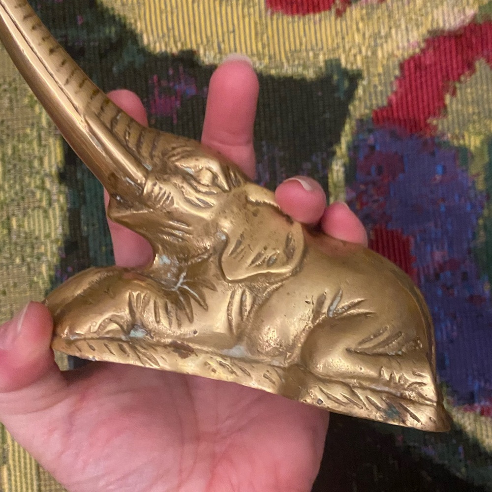 Made In India Brass Elephant Mid Century Modern Plant Or Lantern Decorative Hook - Picture 5 of 9